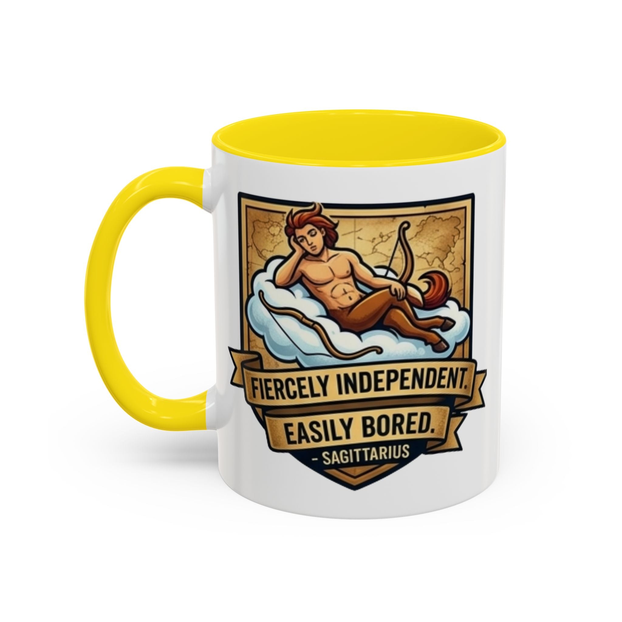 Sagittarius Coffee Mug — "Fiercely Independent, Easily Bored" Zodiac Accent Mug (11/15 oz)