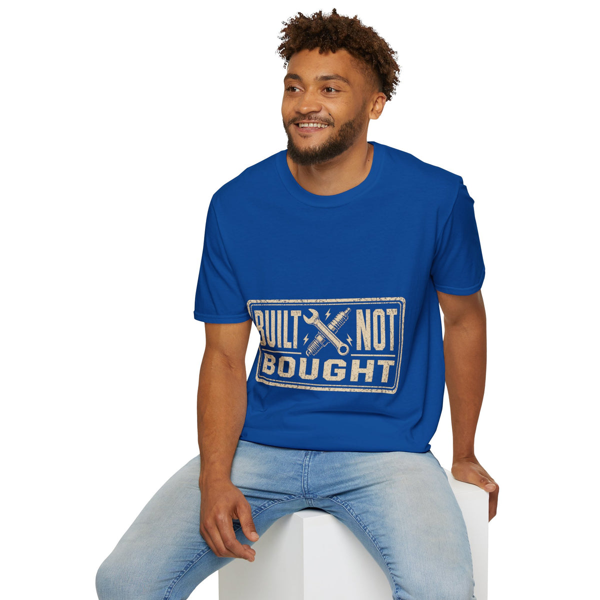 Built Not Bought T-Shirt — Vintage Mechanic Workwear Tee