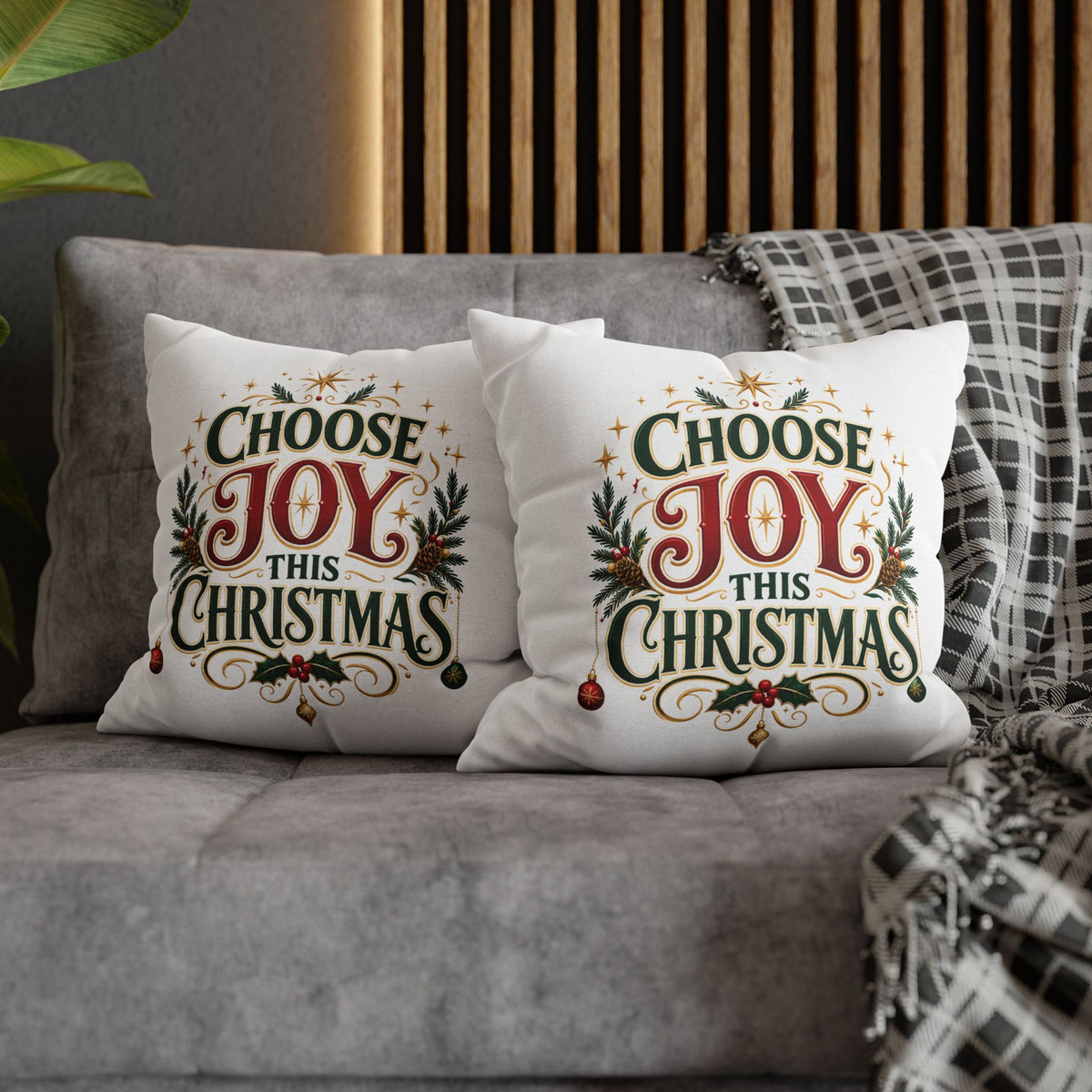 Choose Joy This Christmas Pillowcase – Festive Holiday Decorative Throw Pillow Cover