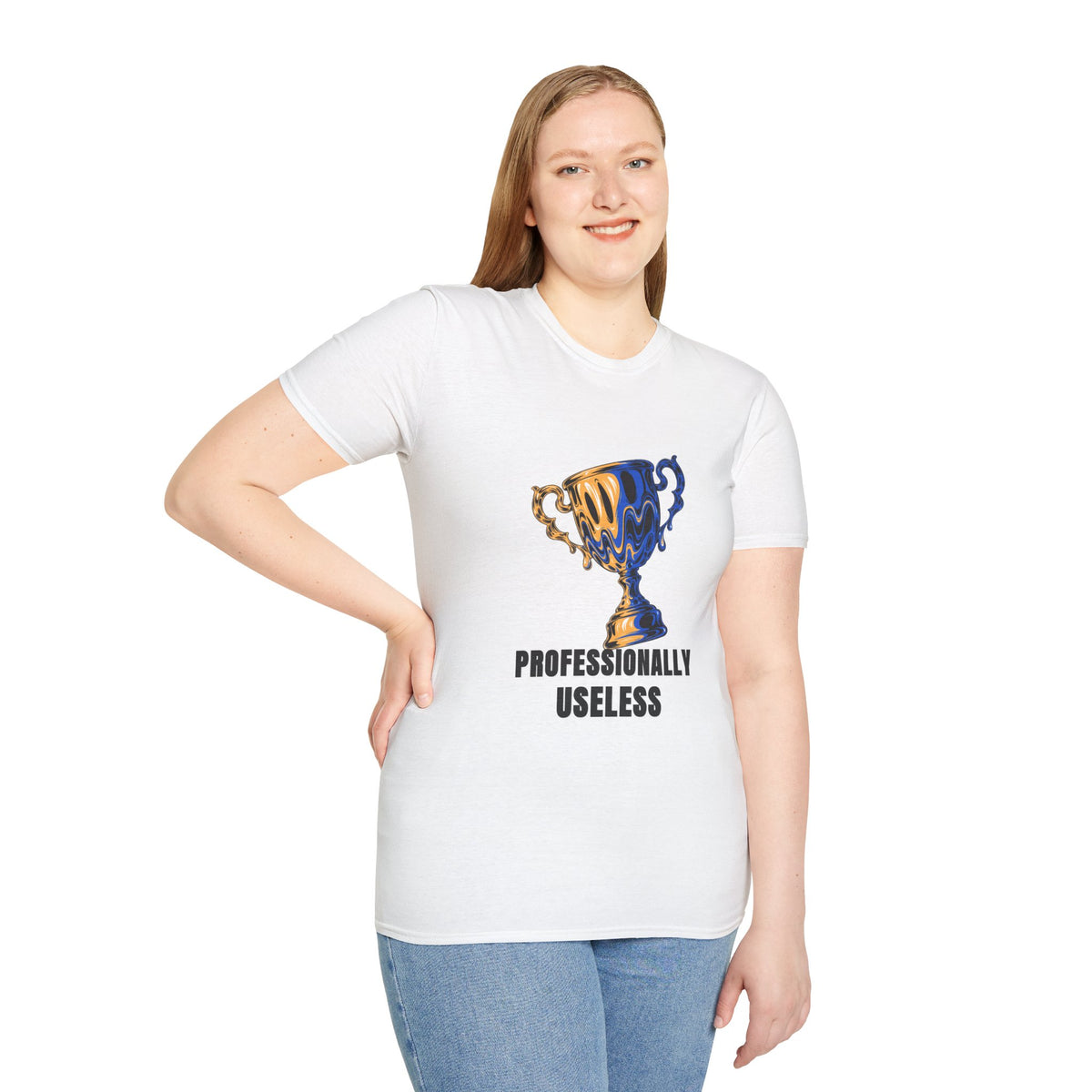 Professionally Useless T-Shirt — Retro Melting Trophy Graphic Tee - Trending Now - August 2026