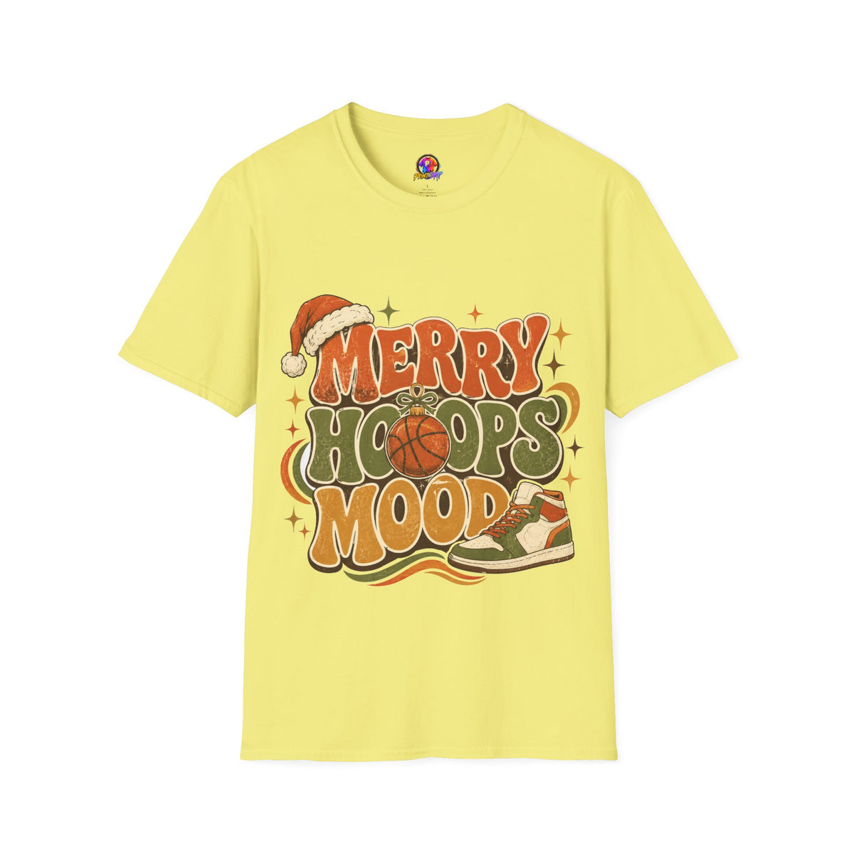 Merry Hoops Mood T-Shirt — Retro Holiday Basketball Christmas Tee