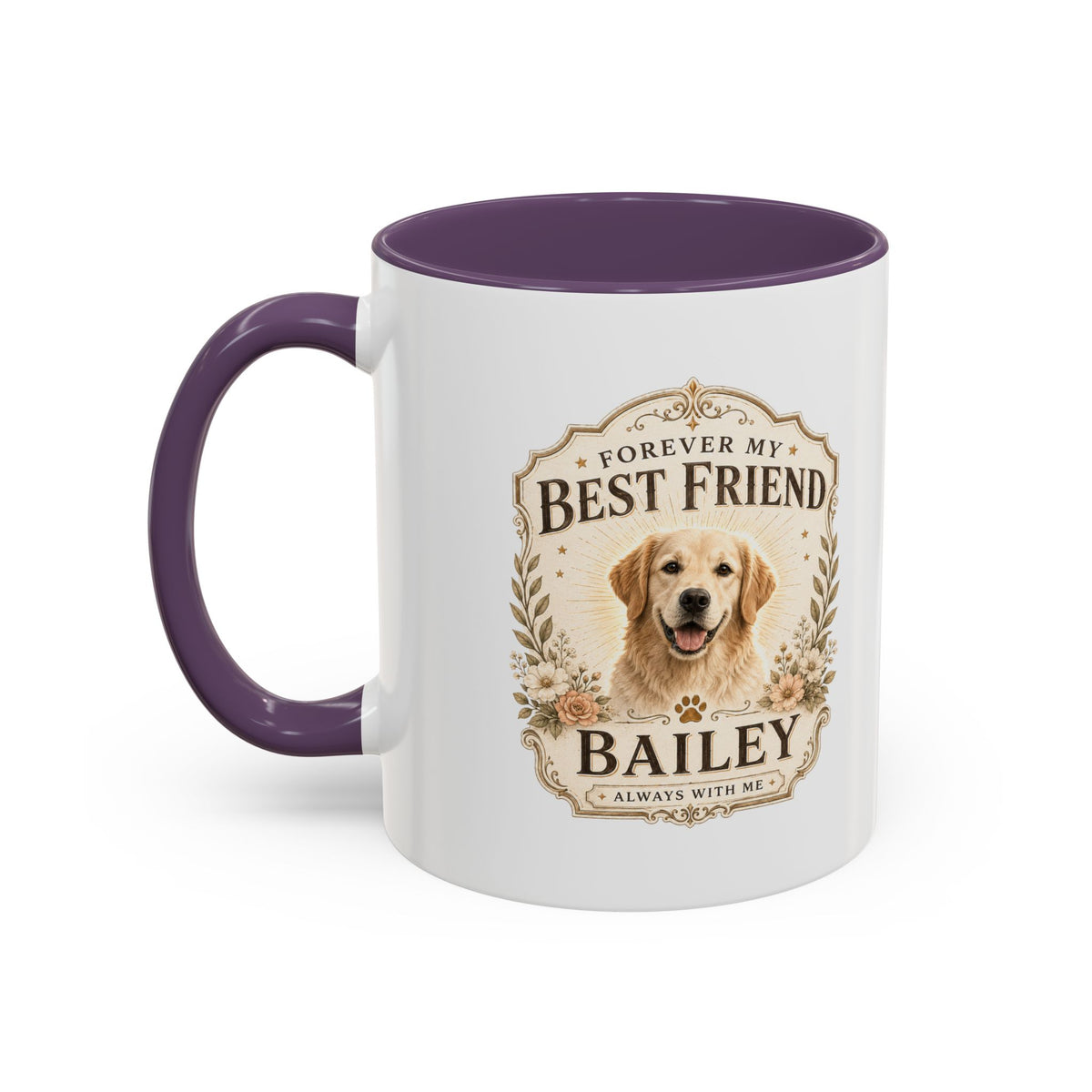 Milo Bailey Dog Dad Mom Forever My Best Friend Dog Coffee Mug — Personalized Pet Name Accent Mug