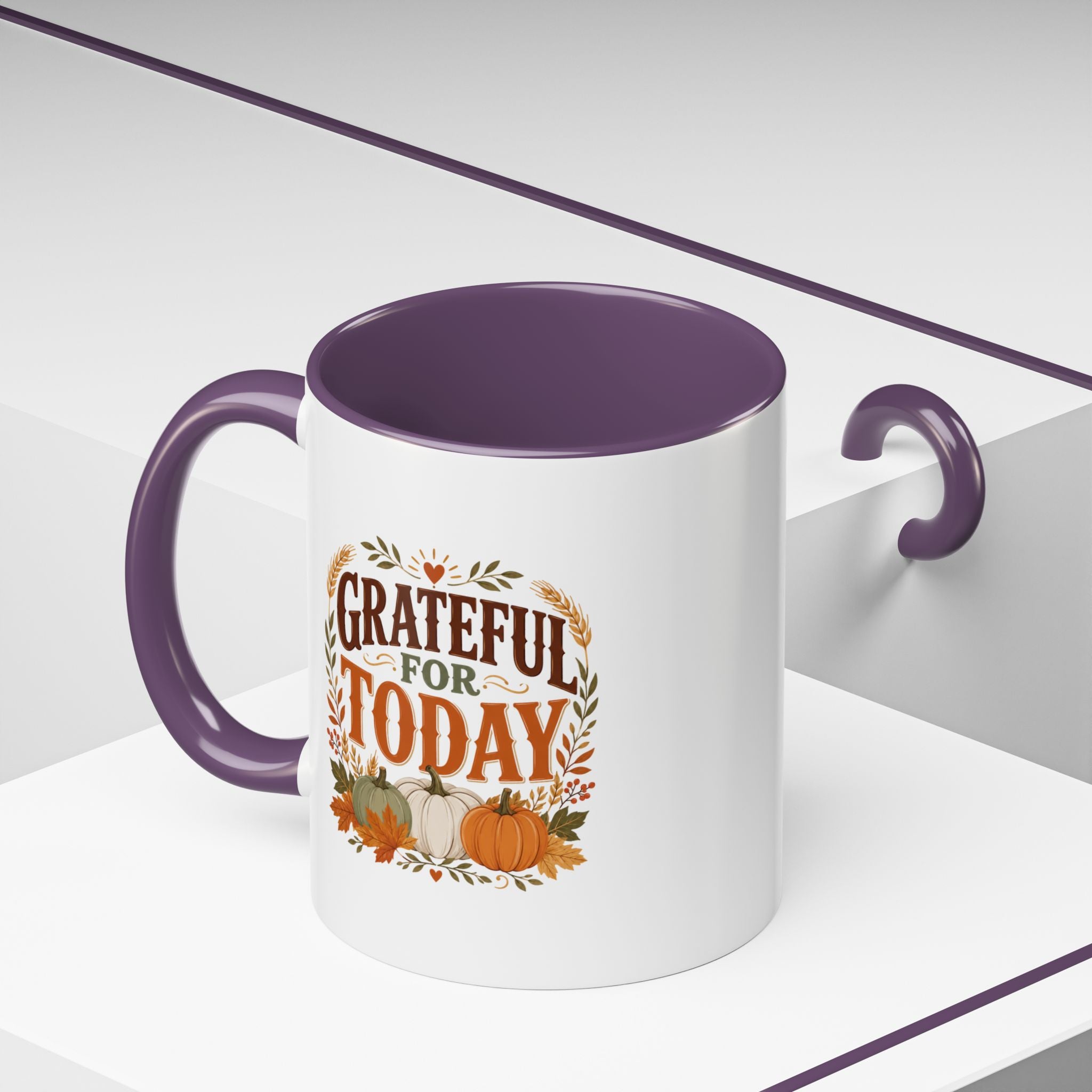 Thanksgiving Mug Grateful For Today Coffee Mug — Thanksgiving Pumpkin Fall Ceramic Accent Mug