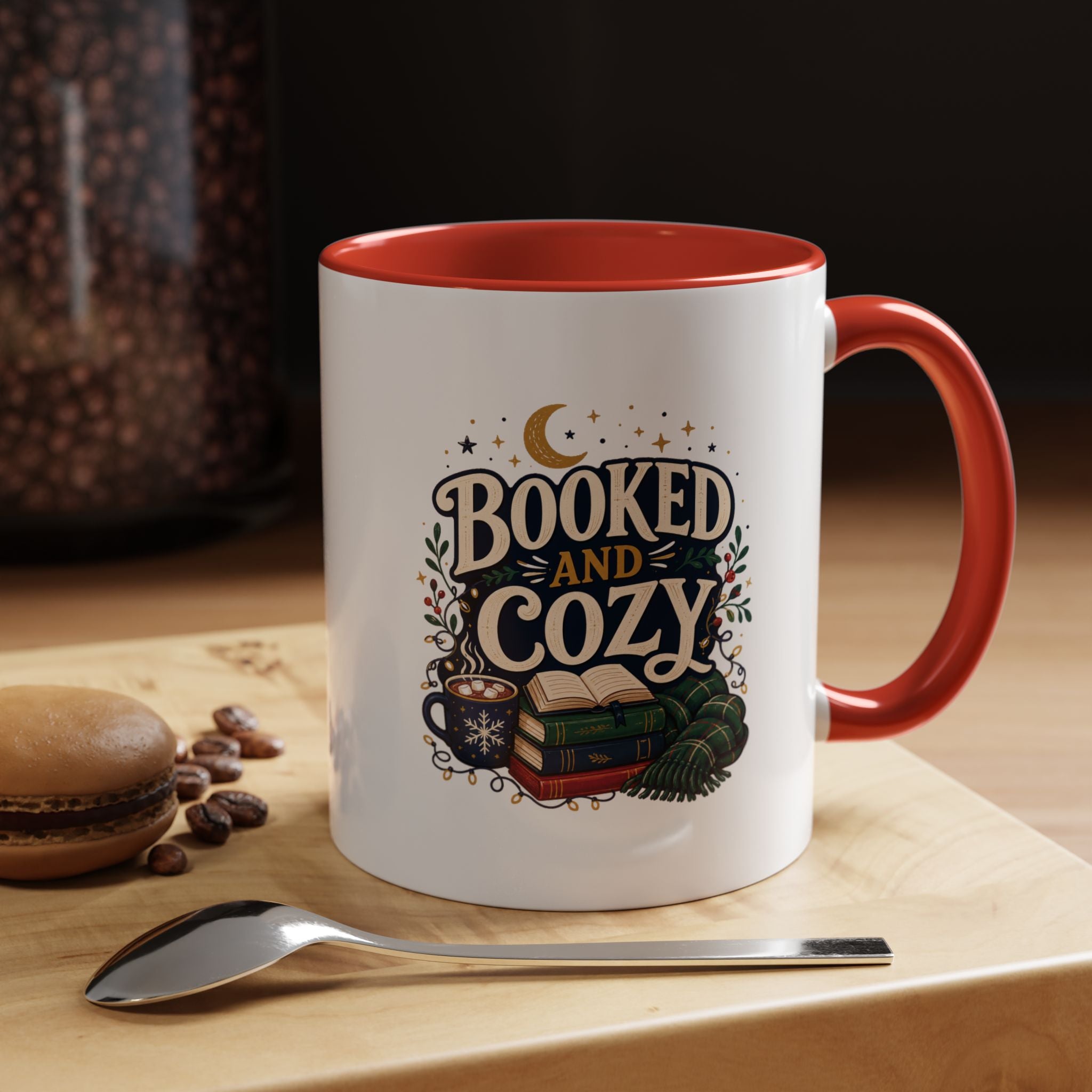 Modern Day Christmas Booked and Cozy Accent Coffee Mug — Book Lover Tea & Coffee Cup (11/15oz)