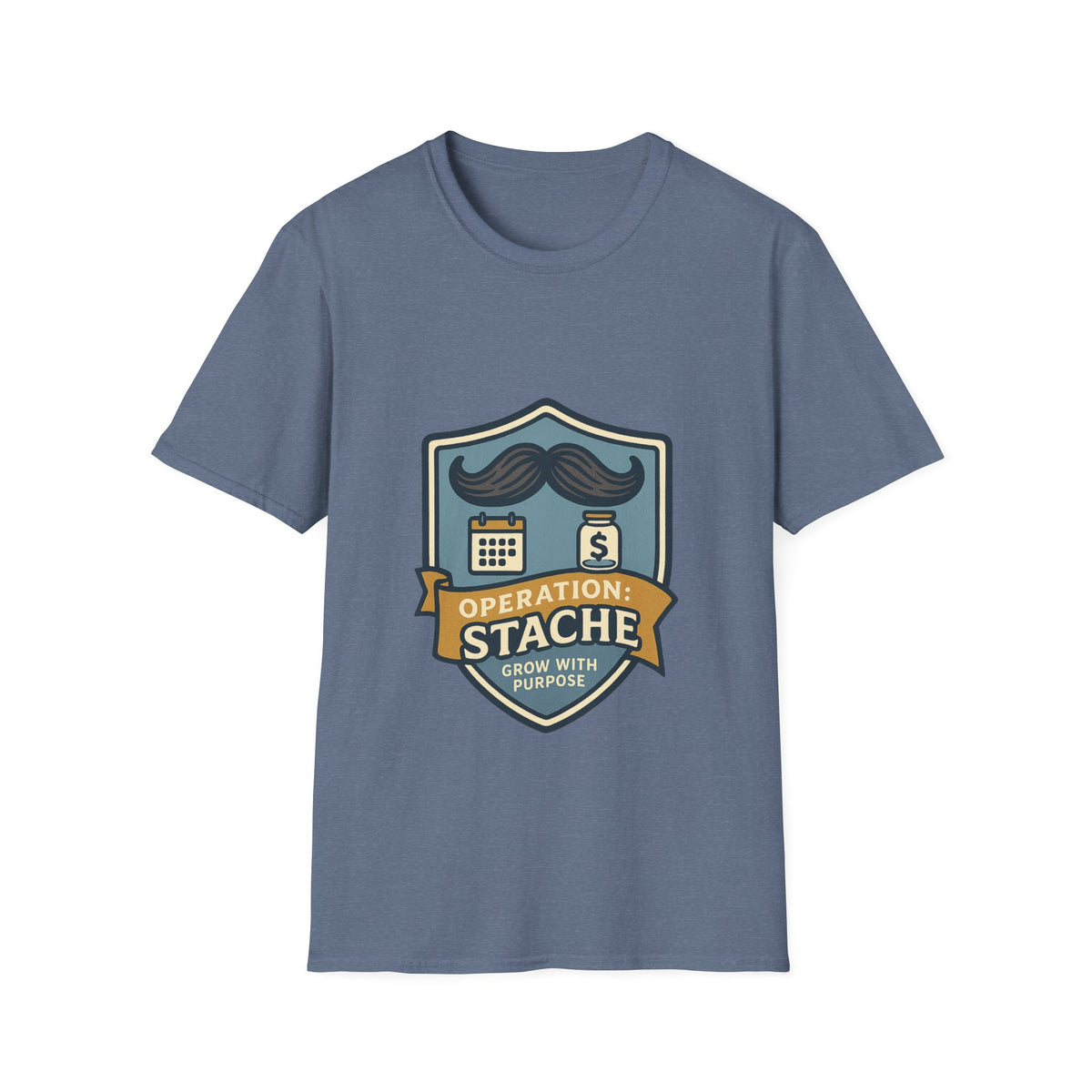 Mustache Badge T-Shirt — Stache Crest Graphic Tee - Trending Now - October 2026