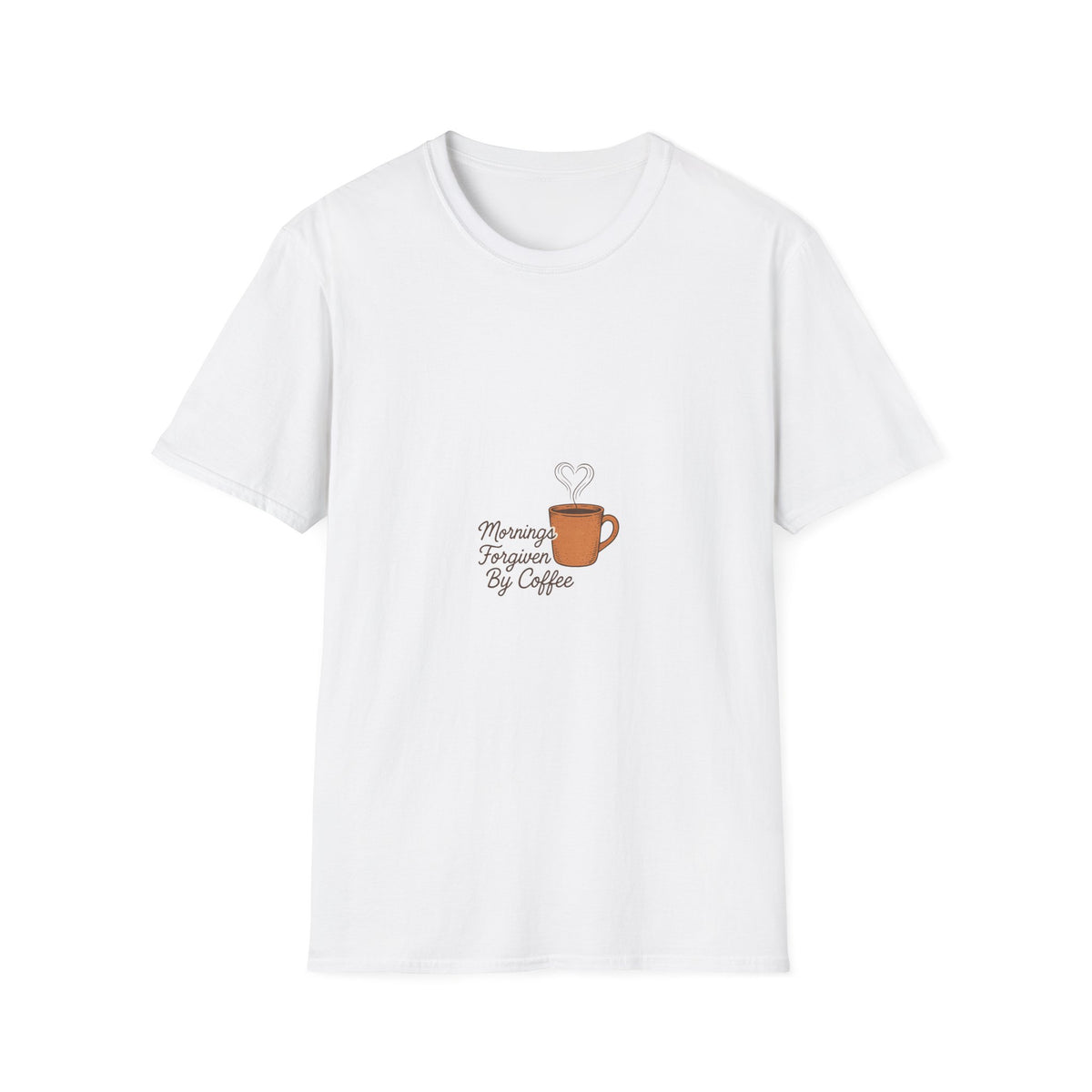 Morning Powered By Coffee Graphic Tee, Cute Caffeine Heart Mug T-Shirt - Trending Now - September 2026