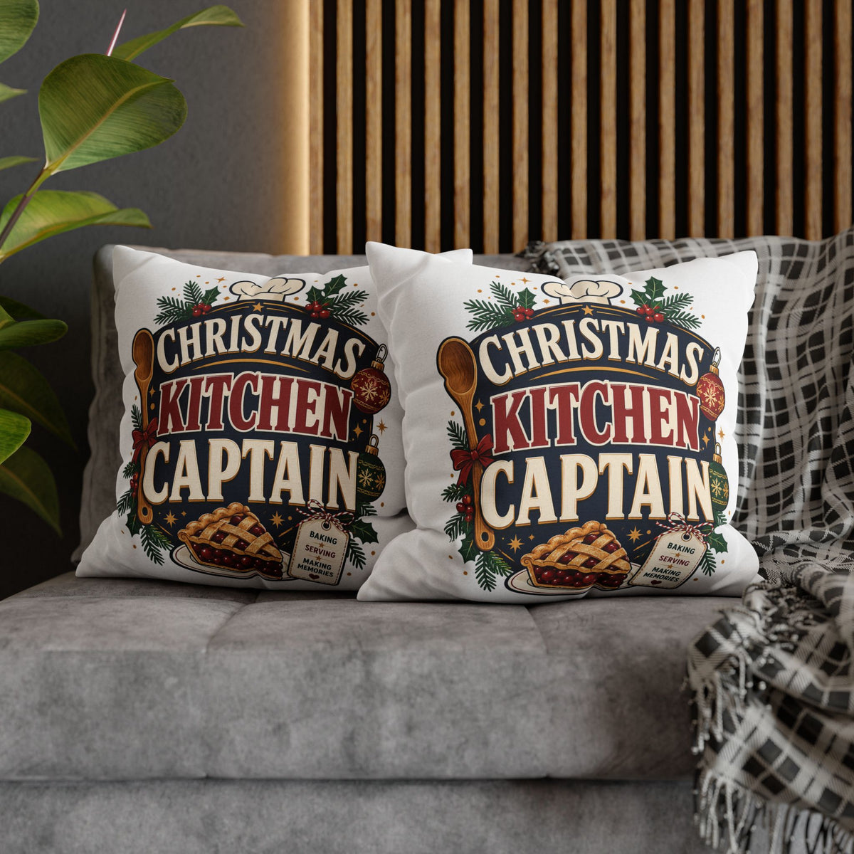 Christmas Kitchen Captain Pillowcase Modern Day Christmas  — Holiday Baking Decorative Throw Pillowcase