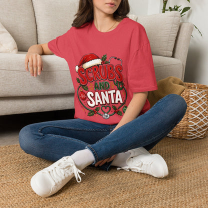 Scrubs and Santa Christmas Tee — Funny Nurse Holiday T-Shirt