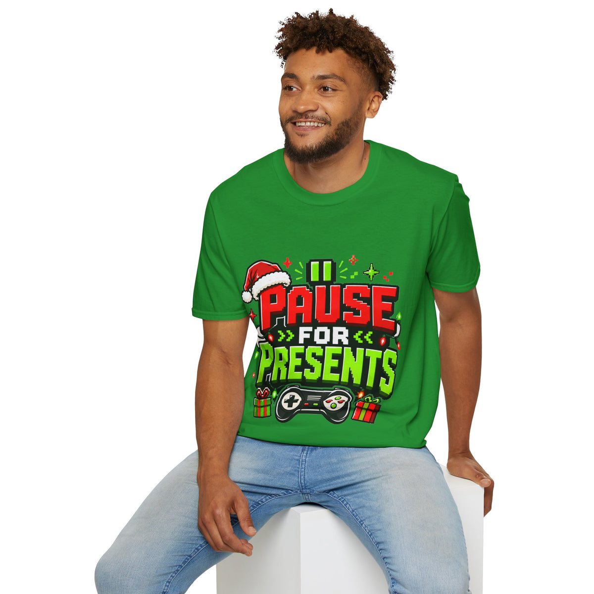 T-Shirt — "Pause for Presents" Christmas Gamer Tee