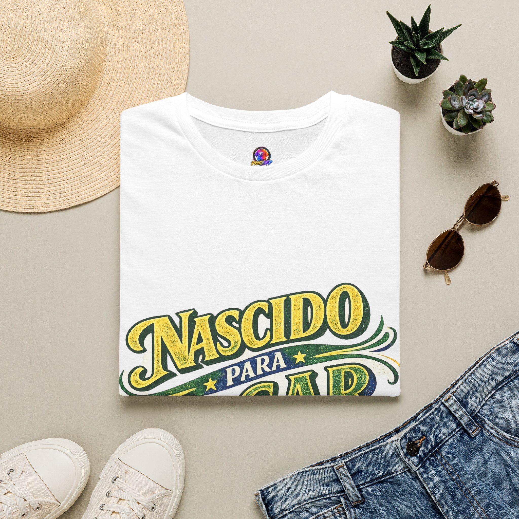 Brazil T‑Shirt — Nascido Para Jogar Vintage Brazilian Soccer Graphic Tee