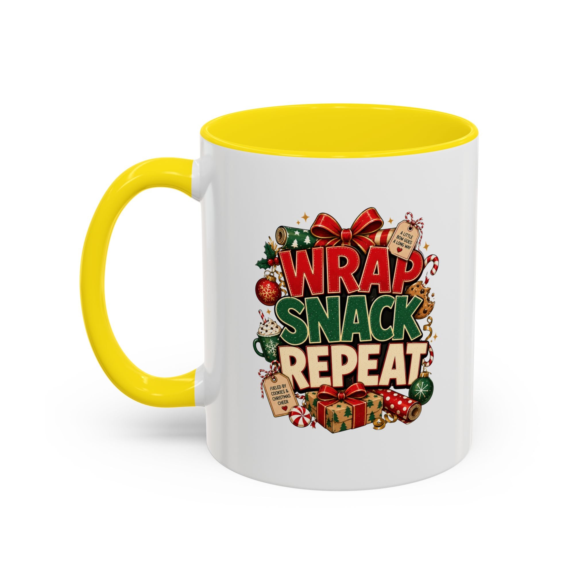 Wrap Snack Repeat Christmas Coffee Mug — Holiday Baking & Gift-Wrapping Mug