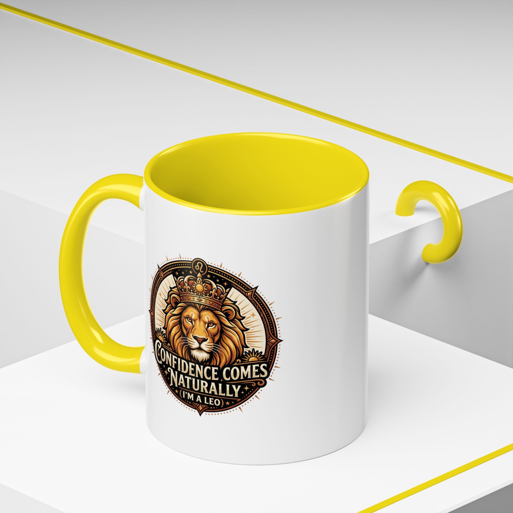 Lion Zodiac Coffee Mug - "Confidence Comes Naturally" Accent Mug (11/15oz)
