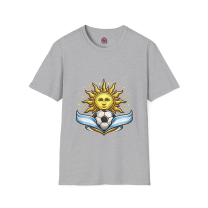 Argentina Sun Face Soccer T-Shirt — Retro Celestial Football Tee