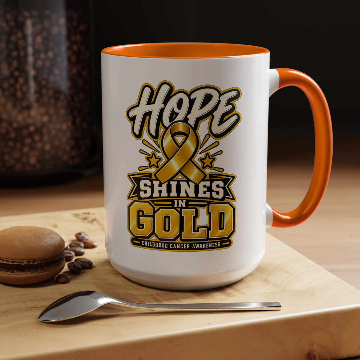 Hope Shines in Gold Coffee Mug — Childhood Cancer Awareness Accent Mug