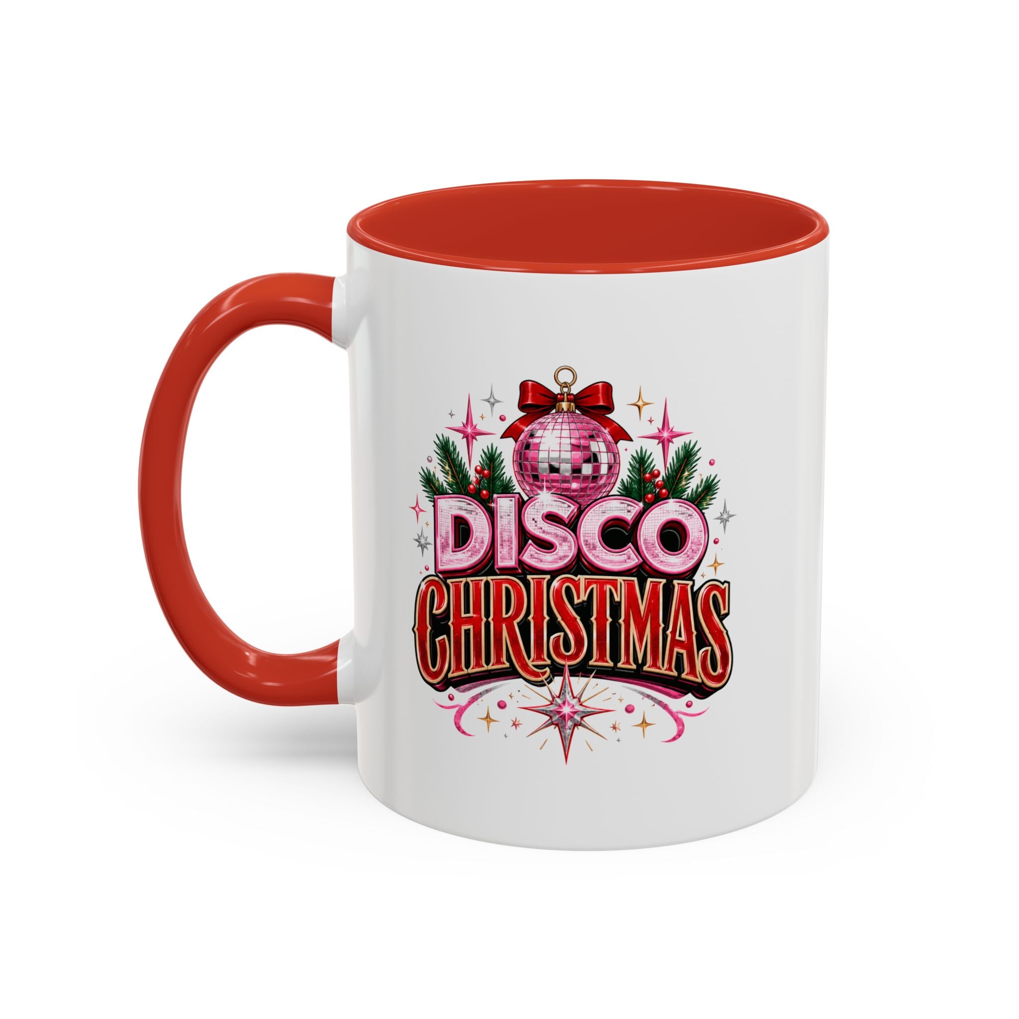 Disco Christmas Coffee Mug — Retro Holiday Disco Ball Christmas Tree Accent Mug