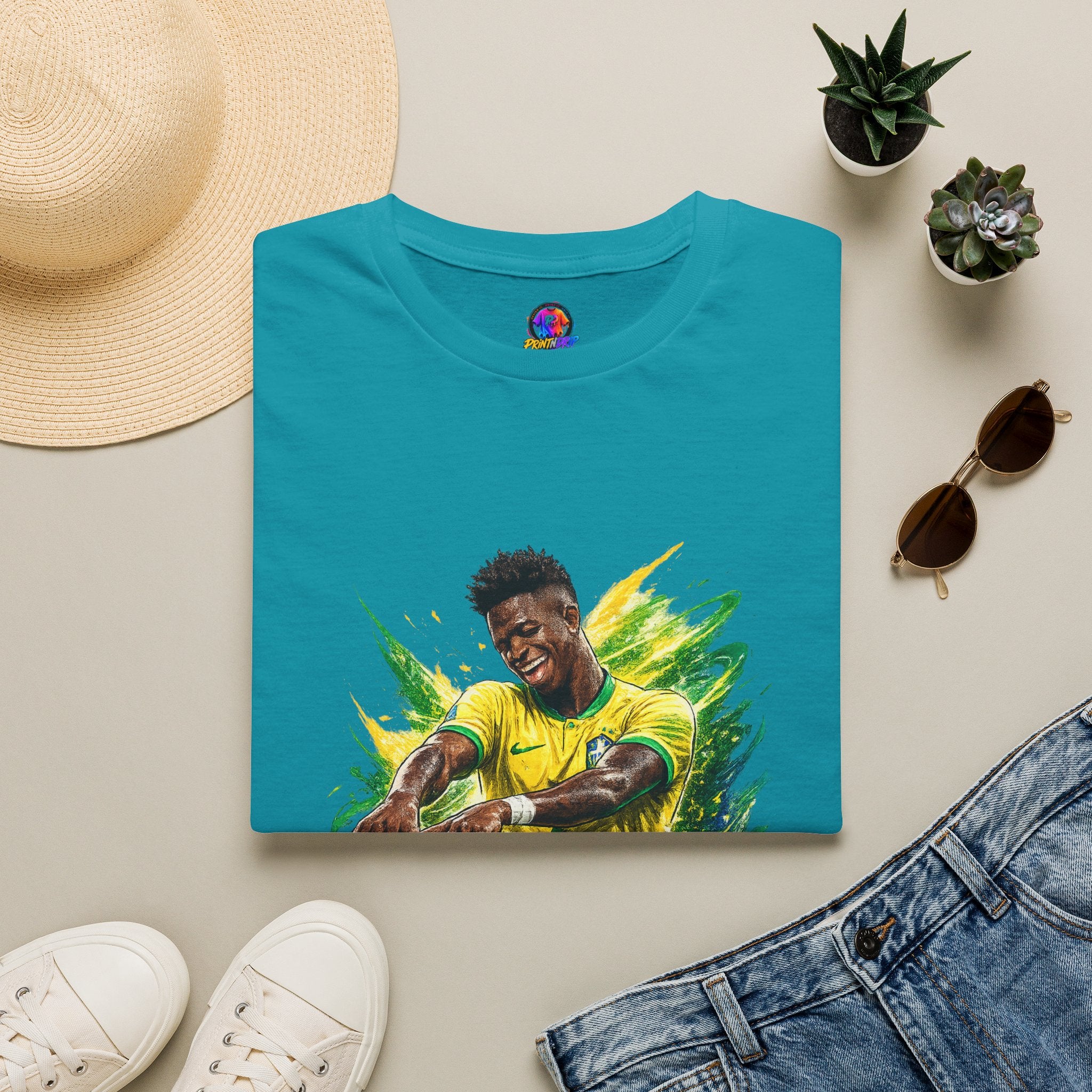 Brazil  Soccer Celebration T-Shirt — Brazilian Football Player Artwork