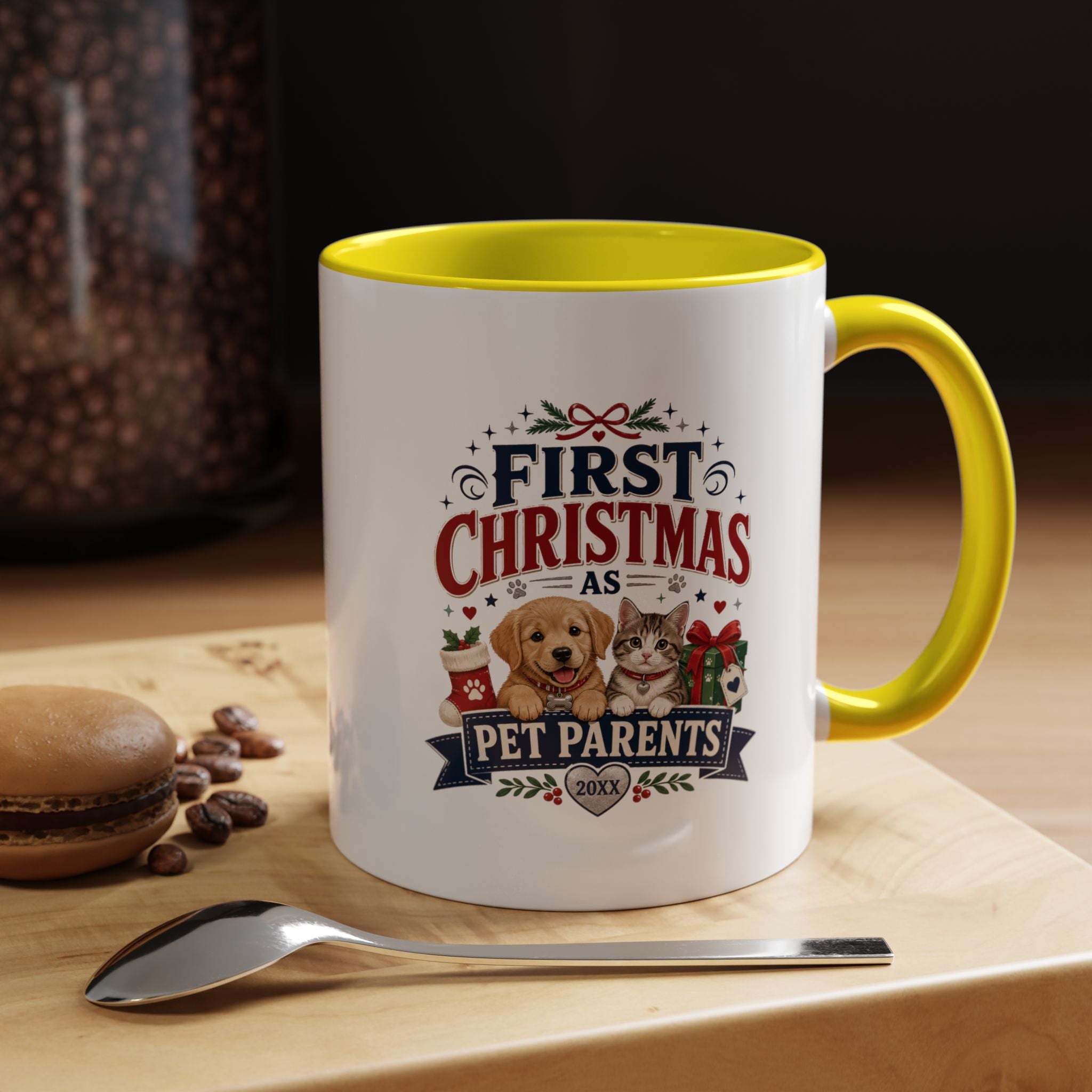 Christmas First Christmas as Pet Parents Coffee Mug — Cute Dog & Cat Holiday Gift