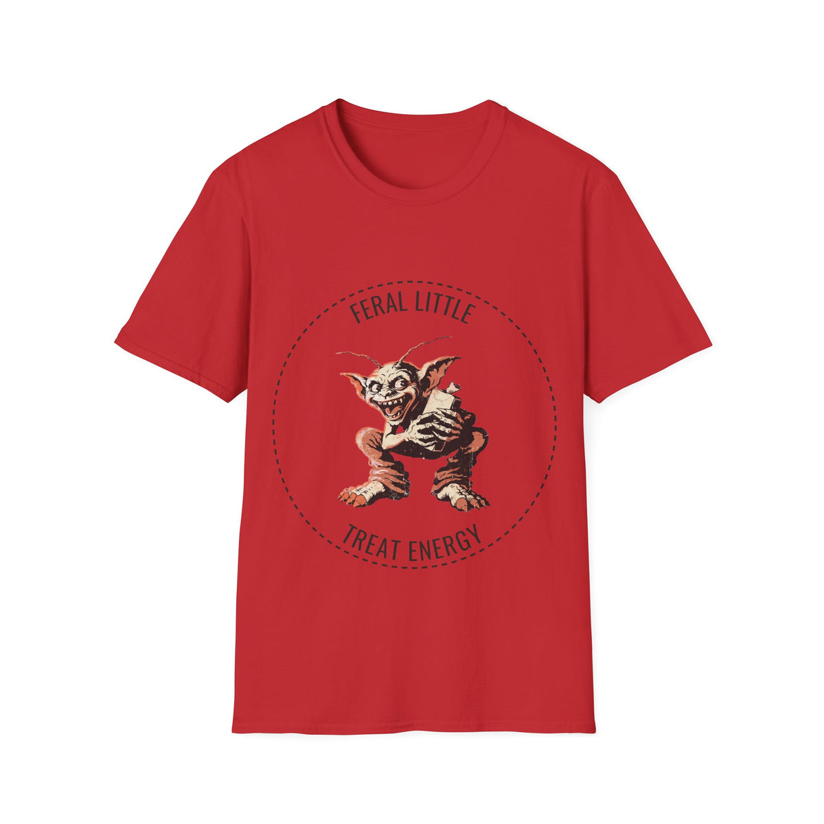 "Feral Little Treat Energy" Gremlin Graphic Tee - Funny Ironic Goblin Meme White T-Shirt - Trending Now - September 2026