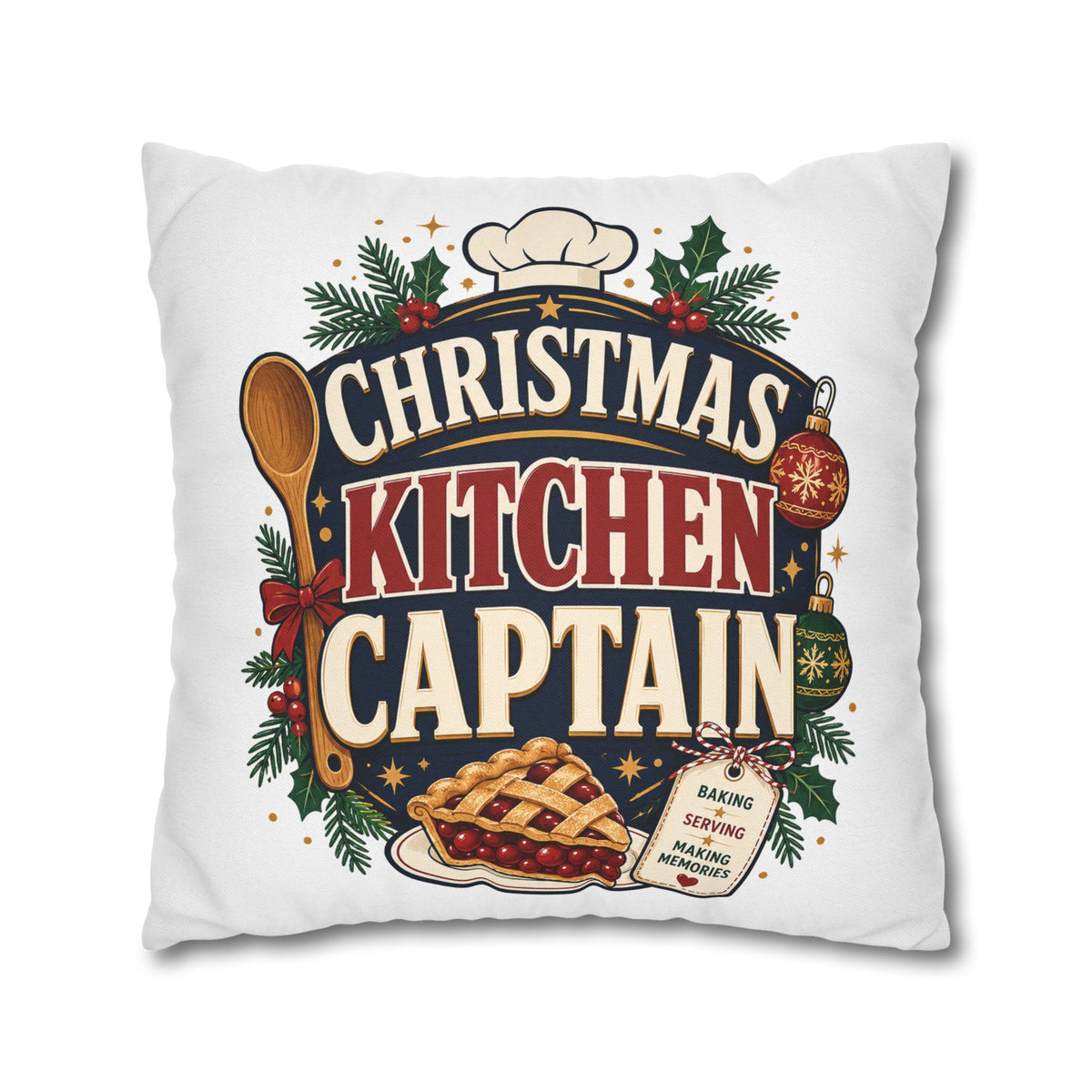 Christmas Kitchen Captain Pillowcase Modern Day Christmas  — Holiday Baking Decorative Throw Pillowcase