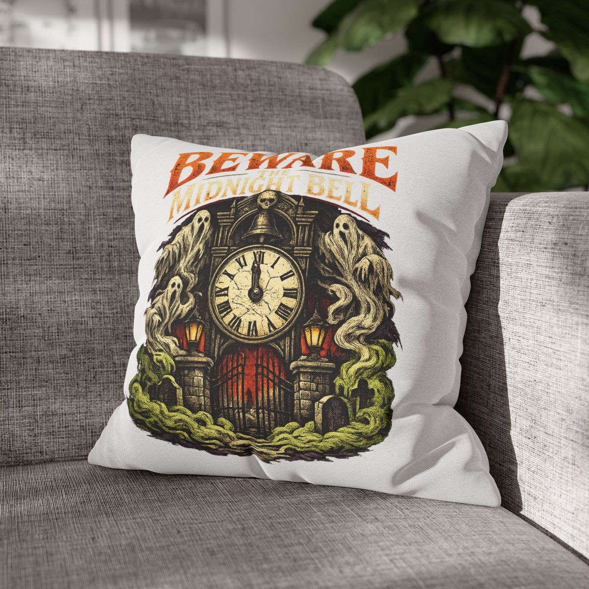 Halloween Beware Midnight Bell Decorative Pillowcase