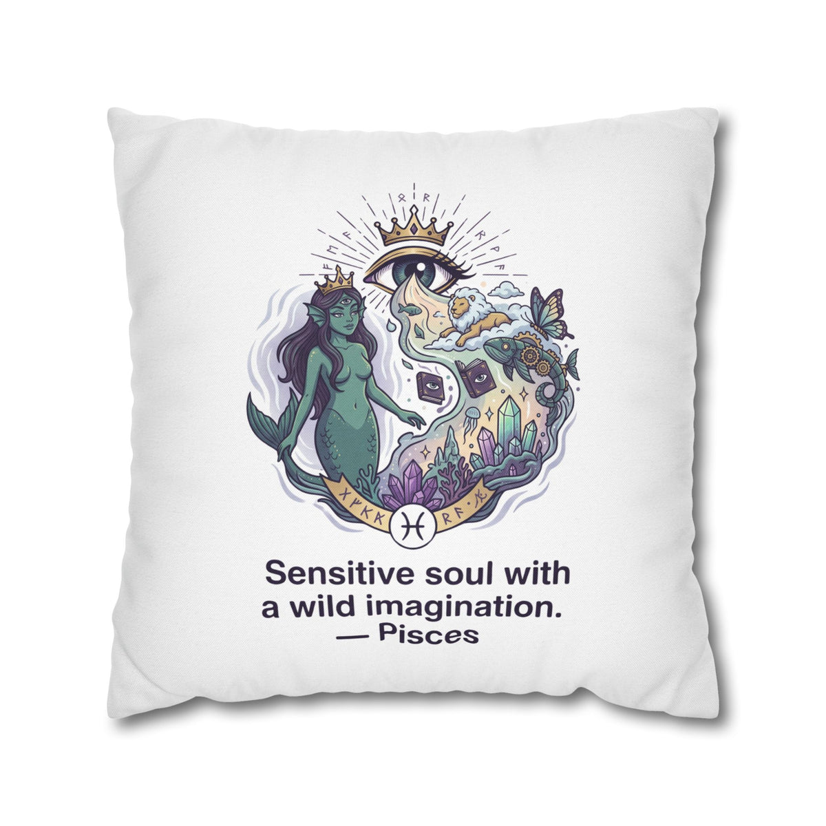 Pisces Zodiac Pillowcase — "Sensitive soul with a wild imagination" Decorative Throw Pillow Cover