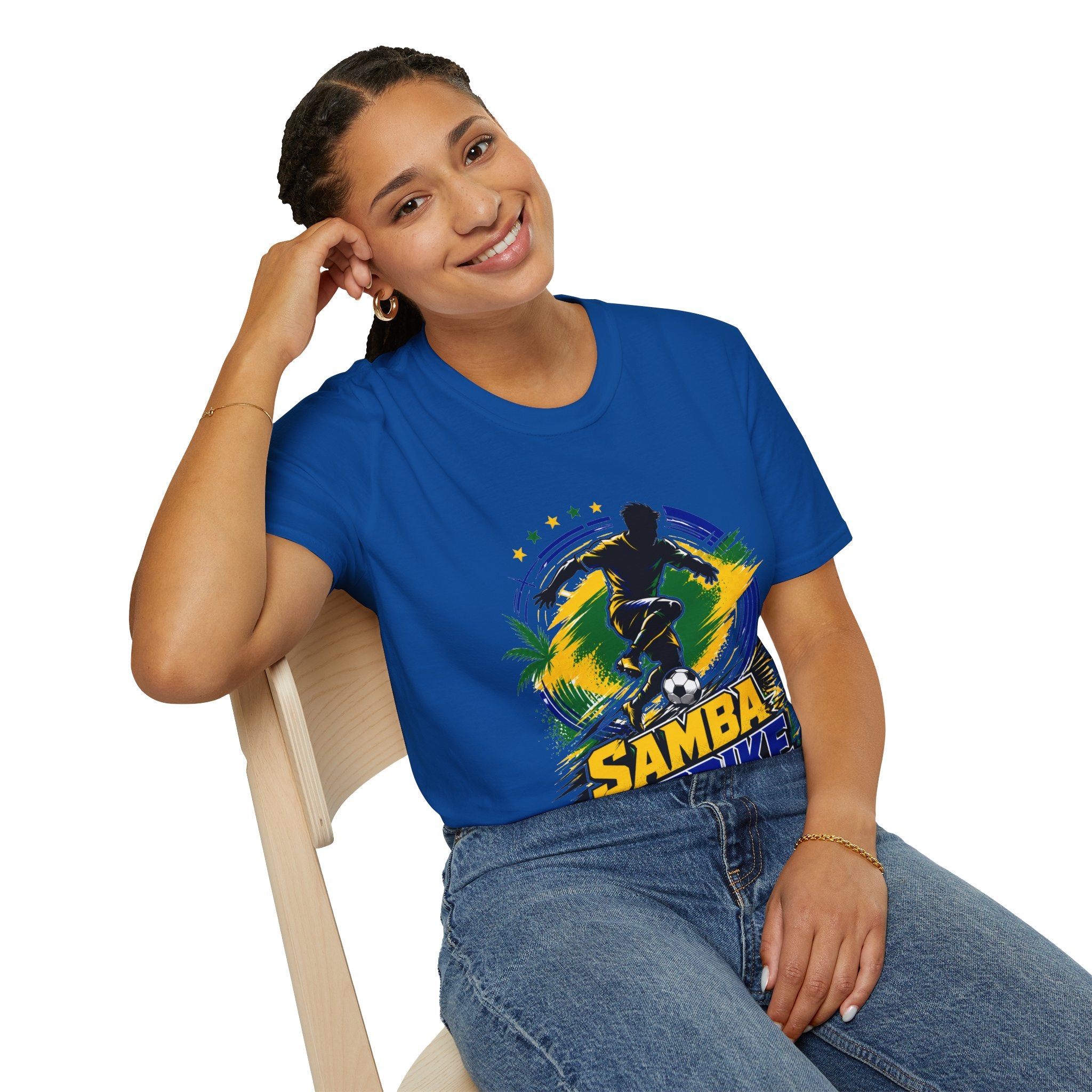 Brazil  Samba Strike Soccer T-Shirt — Brazilian Football Player Graphic Tee