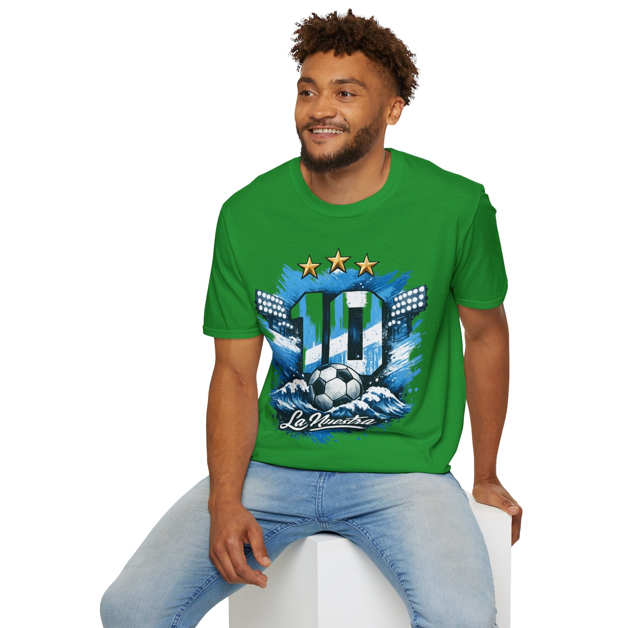 Argentina Soccer Fan T-Shirt — 'La Nuestra' #10 Jersey Design