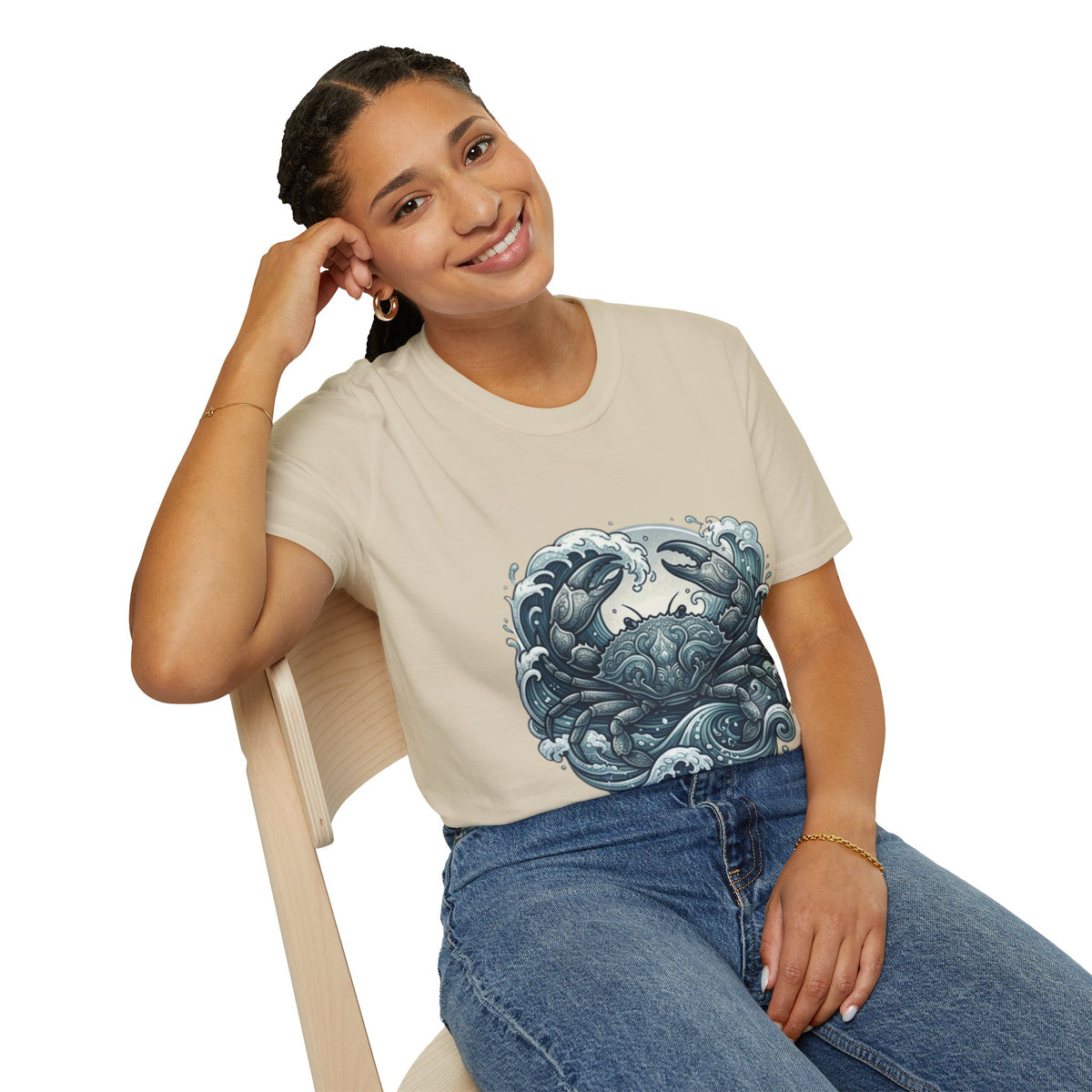 Cancer Zodiac Crab & Waves T-Shirt — Nautical Ocean Art Tee