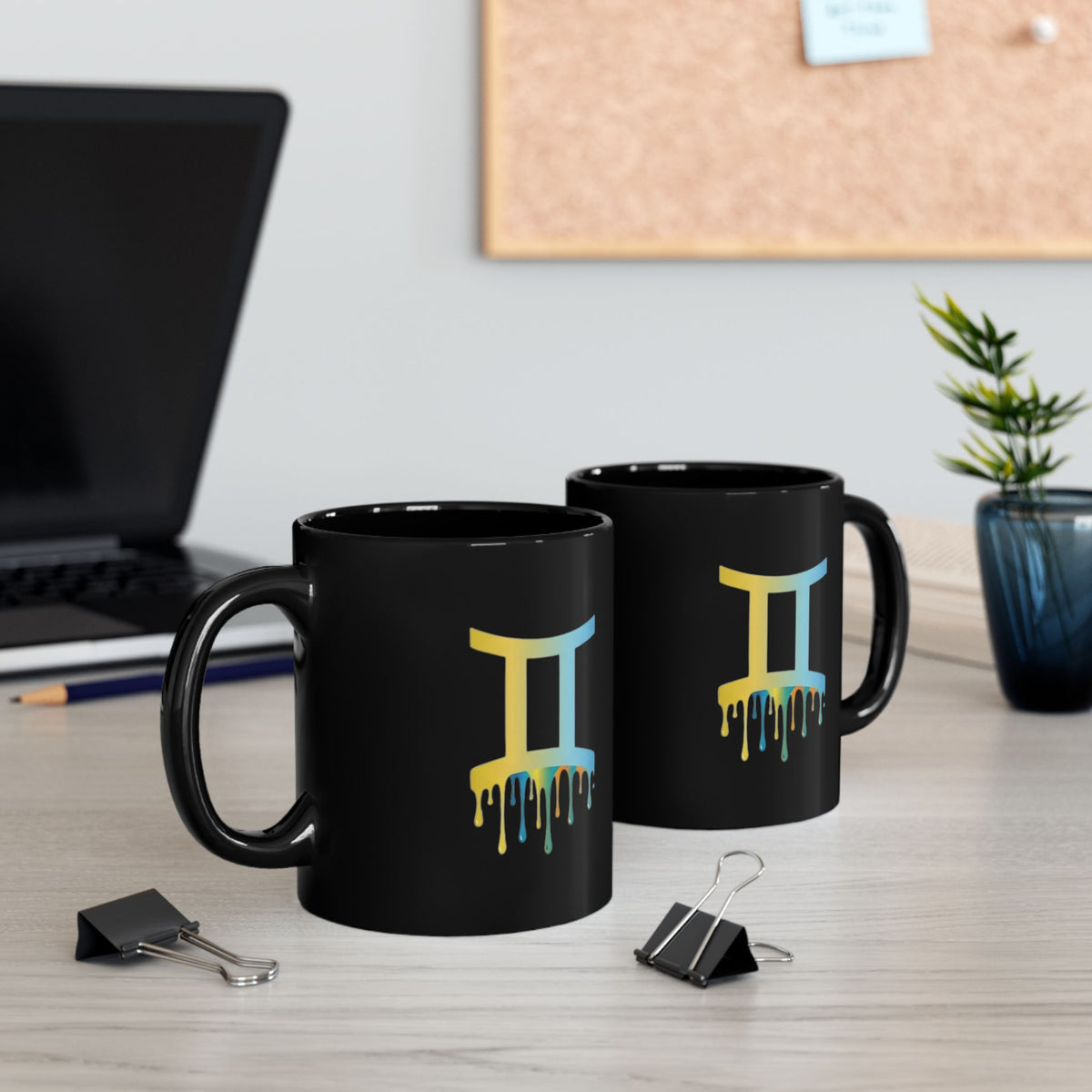 Gemini Zodiac Black Mug