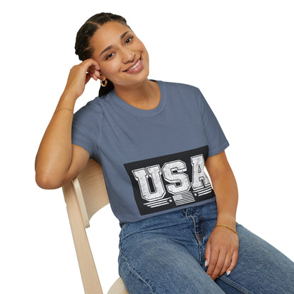 USA Vintage Block T-Shirt — Patriotic Americana Graphic Tee