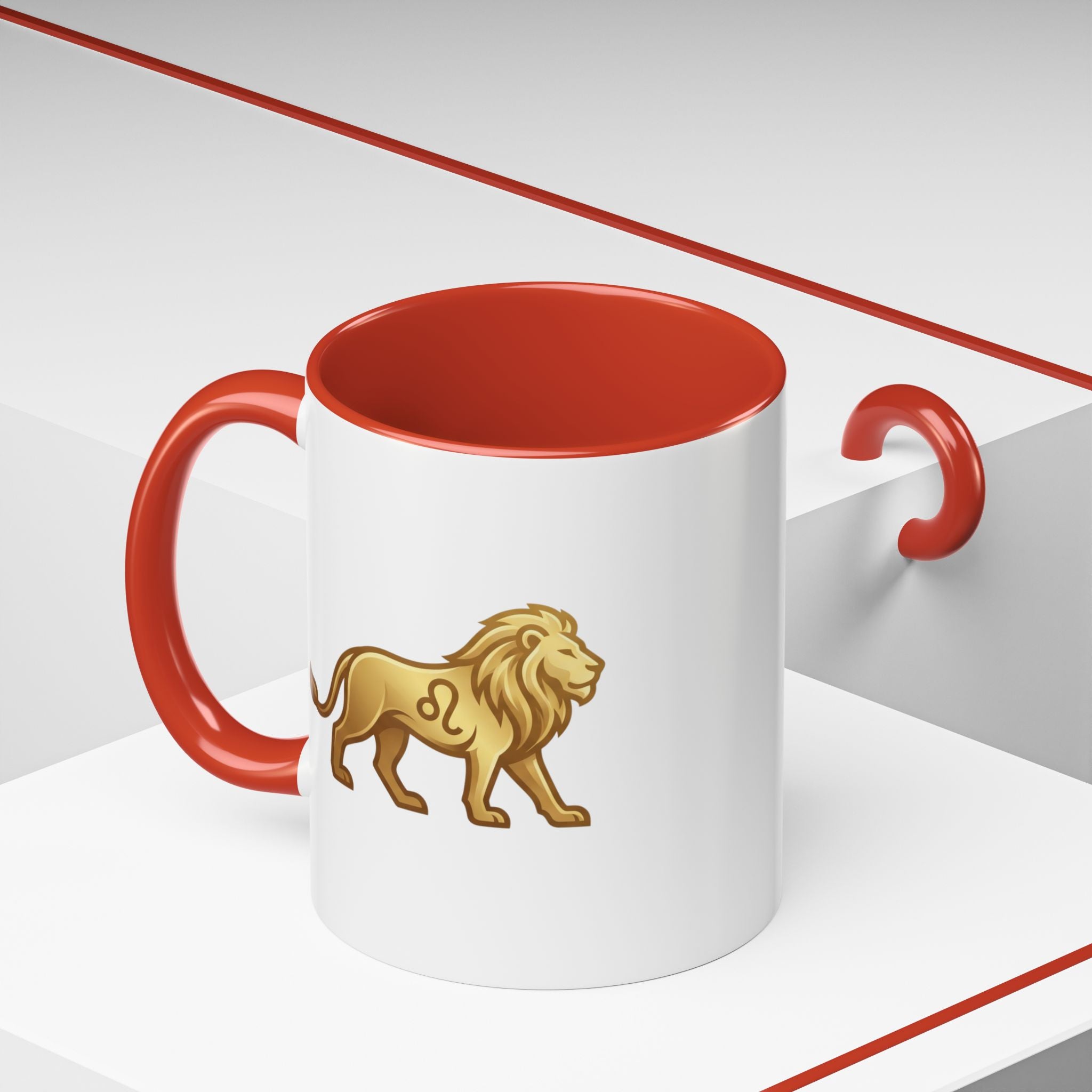 Leo Zodiac Coffee Mug — Gold Lion Accent Mug for Astrology Lovers