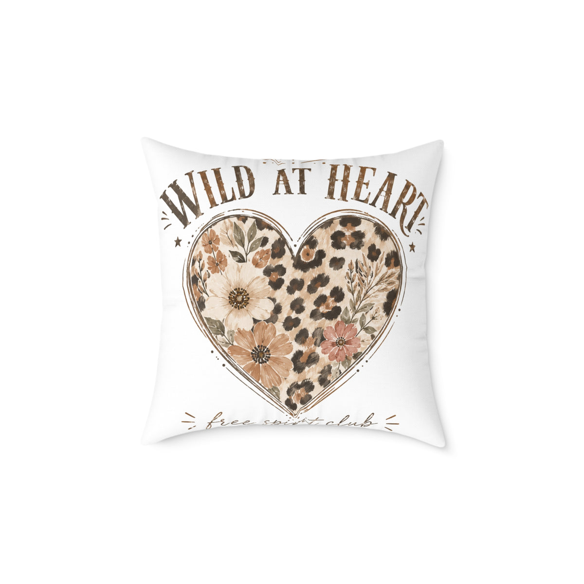Wild at Heart Floral Leopard Heart Pillow  Milo Bailey Dog Dad Mom- Decorative Square Throw Pillow