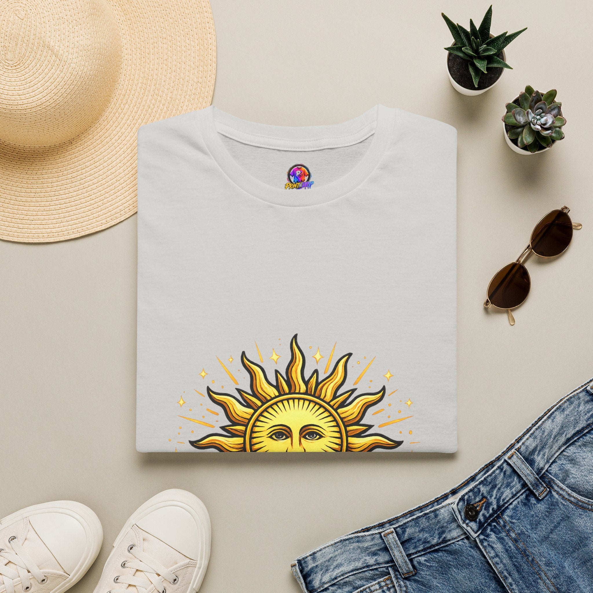 Argentina Sun Face Soccer T-Shirt — Retro Celestial Football Tee