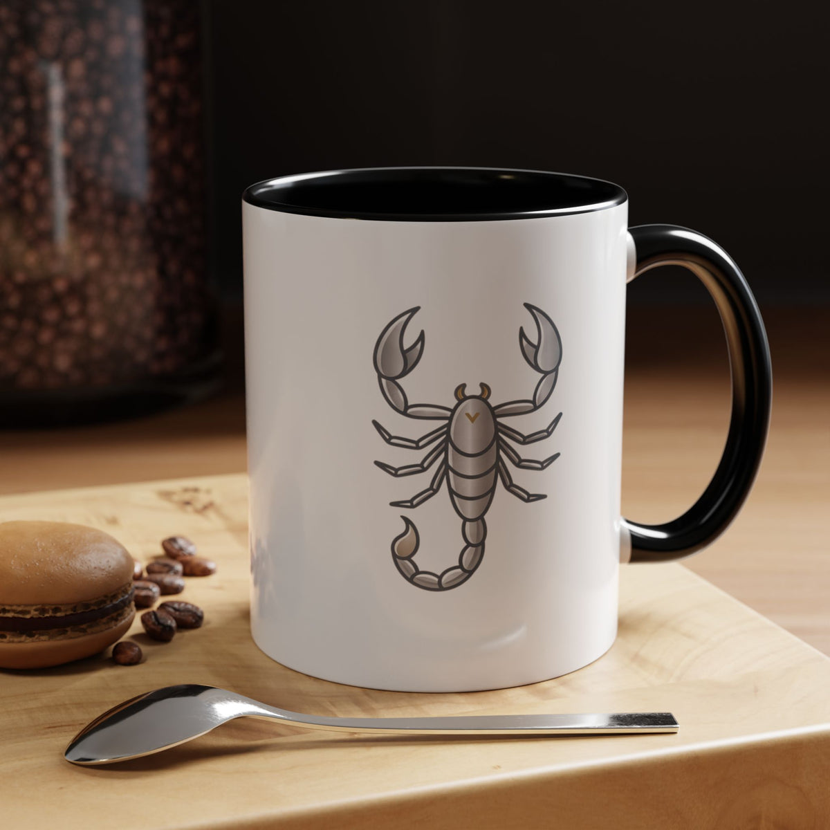 Scorpio Zodiac Accent Coffee Mug — Silver Scorpion Astrology Gift