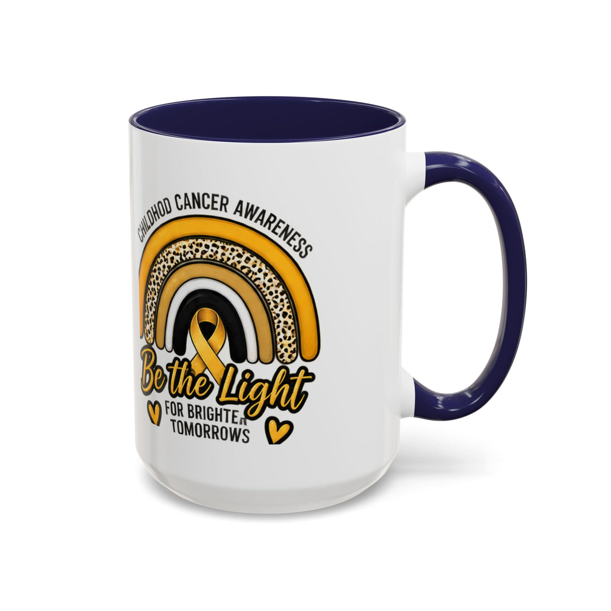 Childhood Cancer Awareness Accent Coffee Mug — "Be the Light" 11/15oz