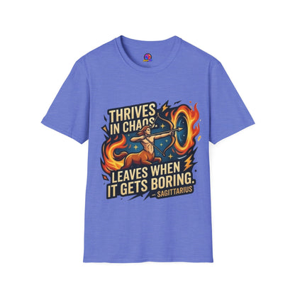 Sagittarius Archer T‑Shirt — "Thrives in Chaos" Zodiac Fire Sign Tee