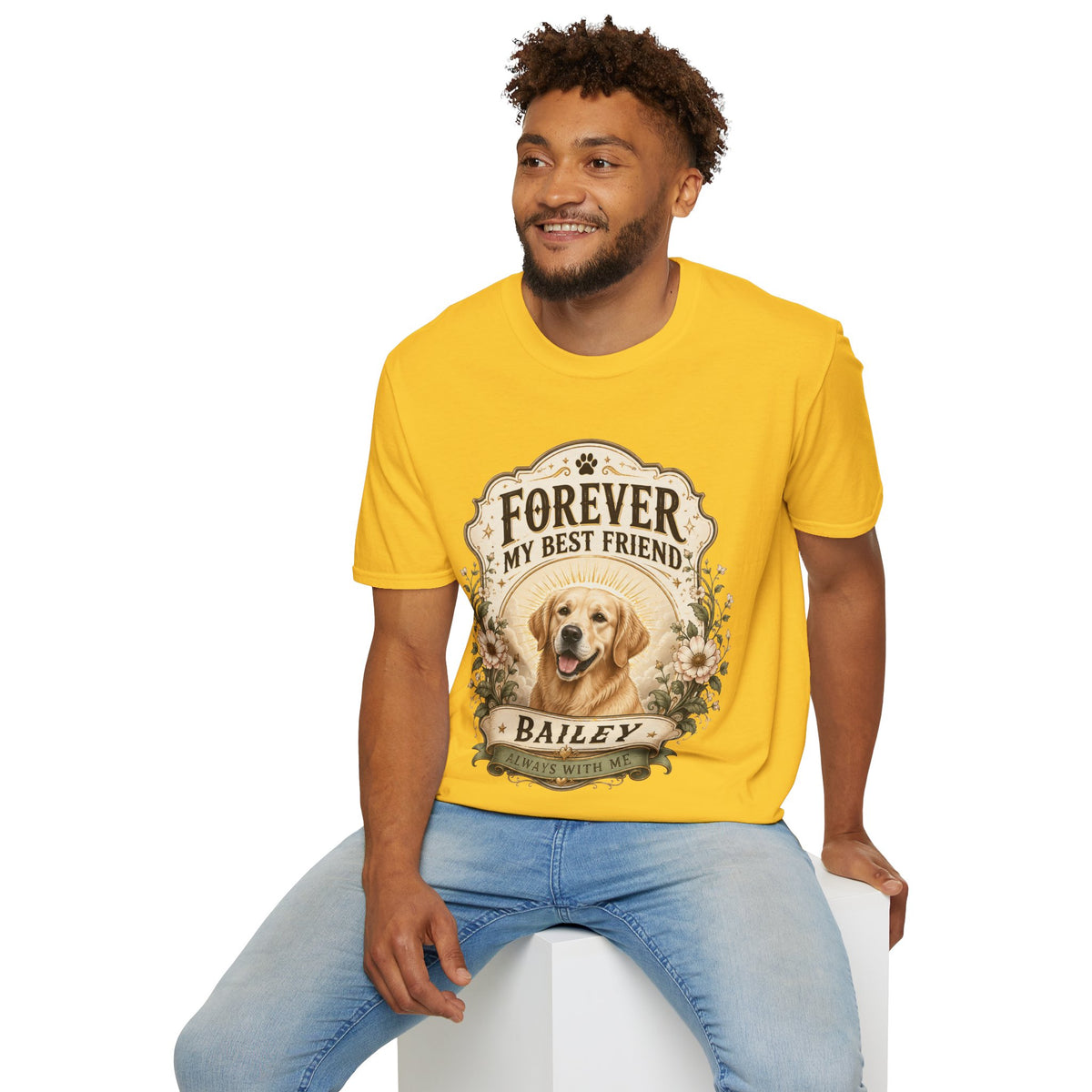 Dog Memorial T-Shirt — "Forever My Best Friend" Personalized Pet Tribute Tee