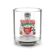 Modern Day Christmas Glass Mug  10oz Emotional Support Cocoa Glass Mug — 10oz Holiday Hot Chocolate Gift