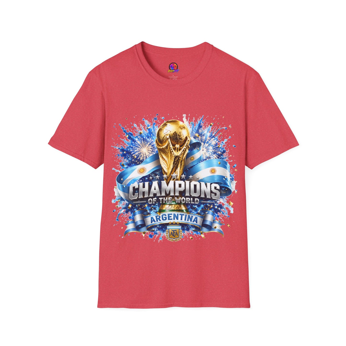 Argentina World Cup Champions T-Shirt — Gold Trophy Celebration Tee