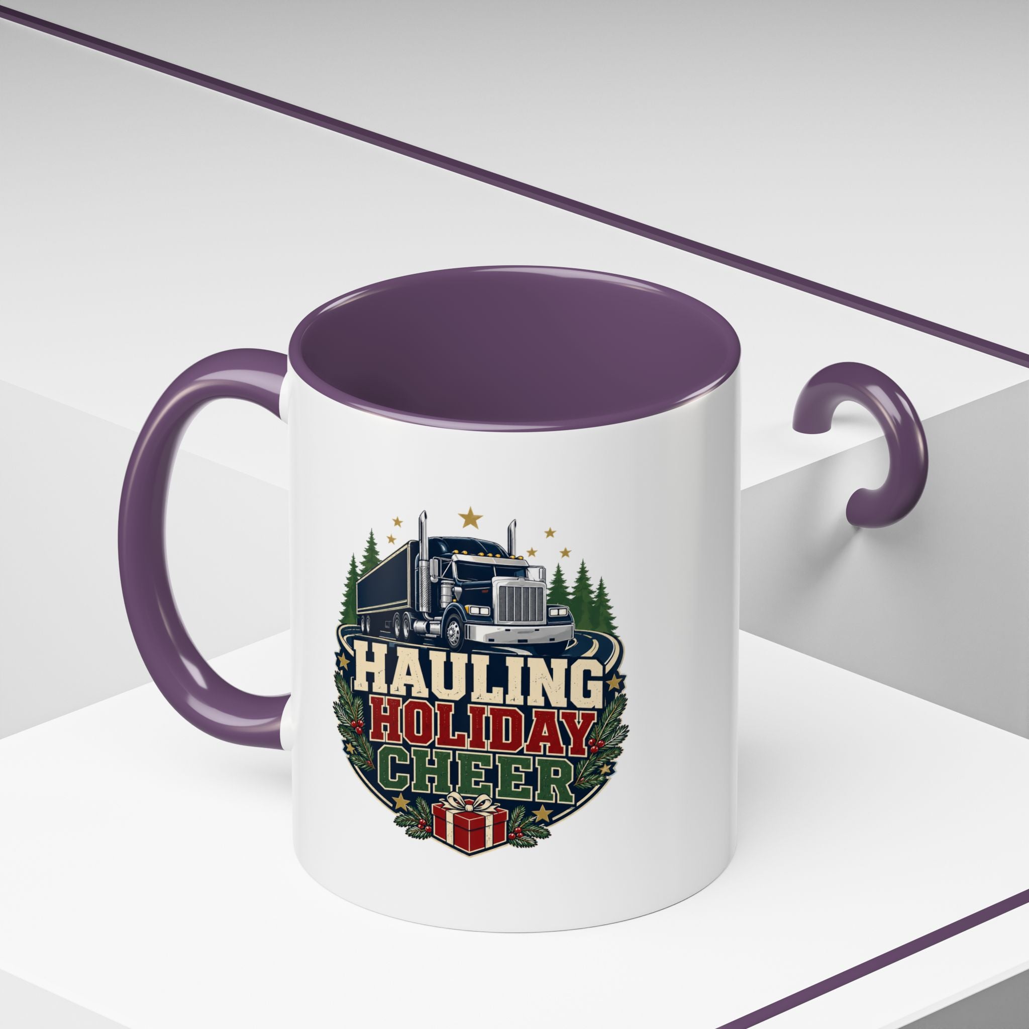Modern Day Christmas Hauling Holiday Cheer Coffee Mug