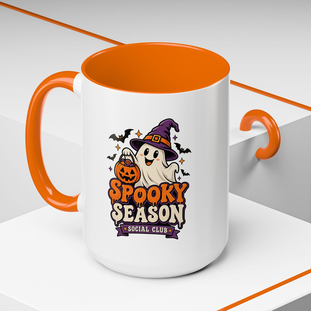 Spooky Season Coffee Mug — Cute Ghost Halloween Accent Mug (11/15oz)