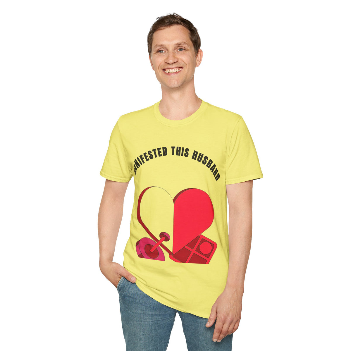 T-Shirt — "Manifested This Husband" Heart Graphic - Trending Now - September 2026