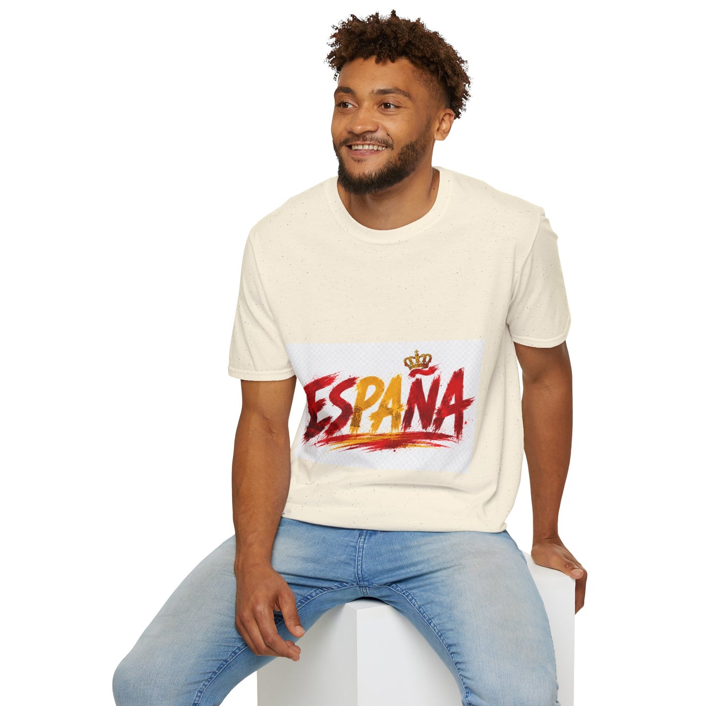 Spain  Graphic T-Shirt — Spanish Flag Brushstroke Design with Crown