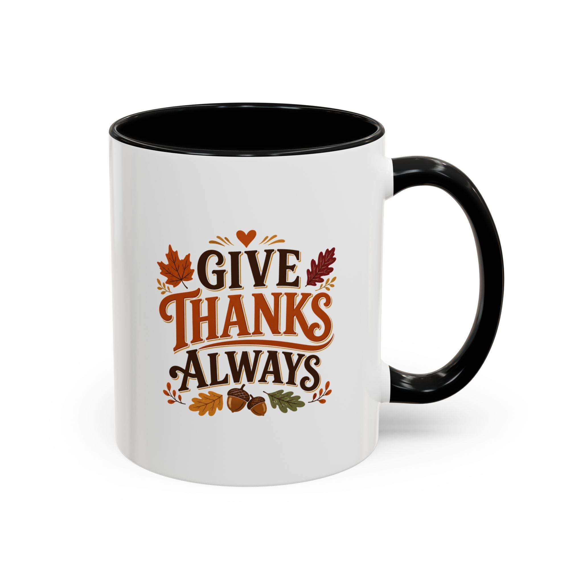 Thanksgiving Mug Give Thanks Always Accent Coffee Mug — Thanksgiving Autumn Ceramic Mug