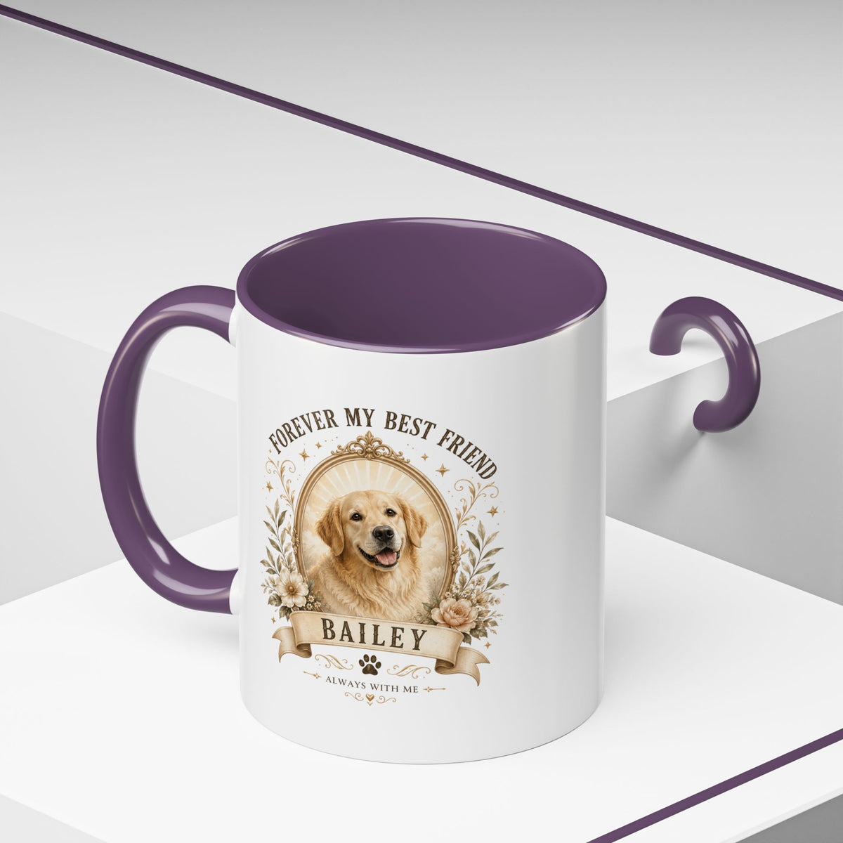 Milo Bailey Dog Dad Mom Personalized Dog Coffee Mug – "Forever My Best Friend" Golden Retriever Memorial Accent Mug