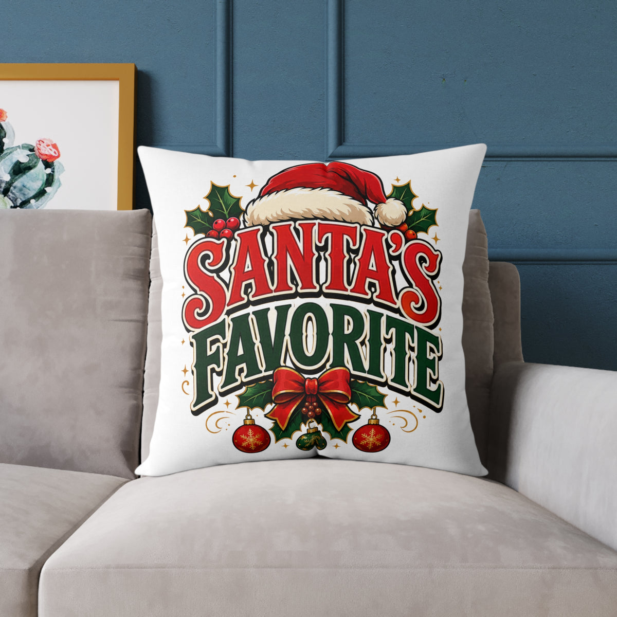 Santa's Favorite Christmas Pillow - Festive Holiday Throw Cushion
