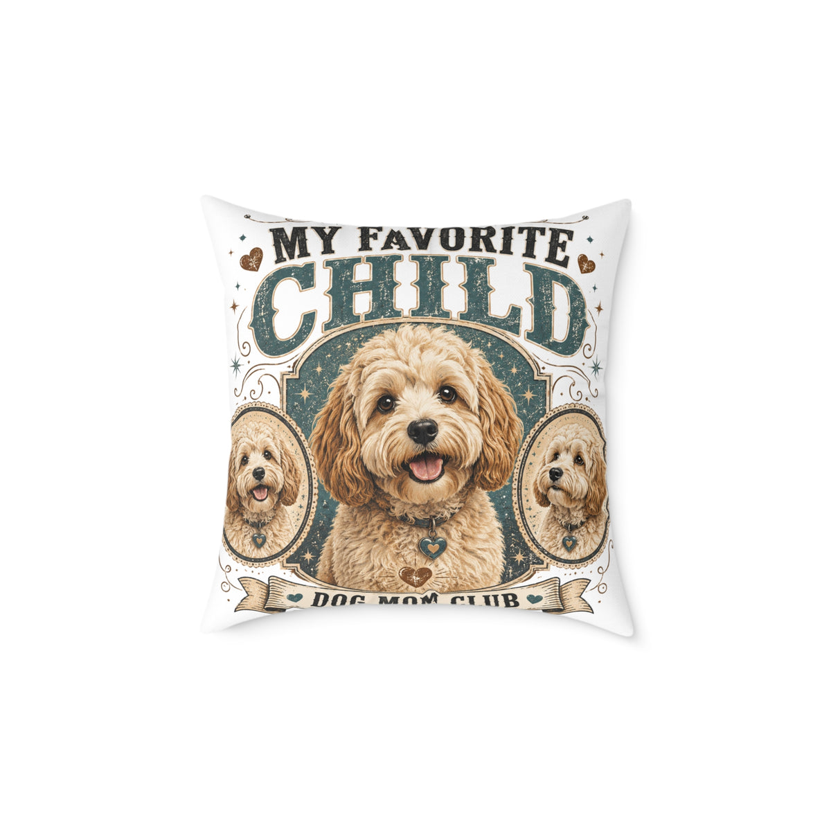 Milo Bailey Dog Dad Mom Square Pillow — "My Favorite Child" Dog Face Throw Pillow (Funny Pet Mom Gift)