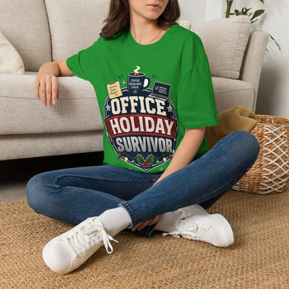 Office Holiday Survivor T-Shirt — Coffee, Deadlines & Cheer Work Shirt