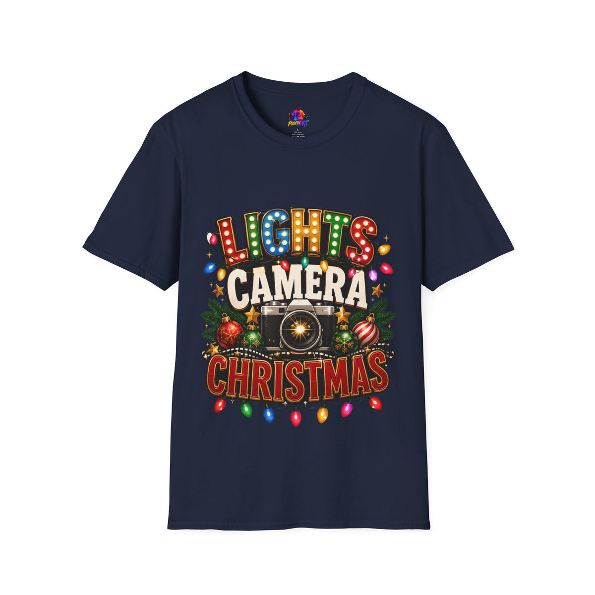 Lights Camera Christmas T-Shirt — Retro Marquee Holiday Tee