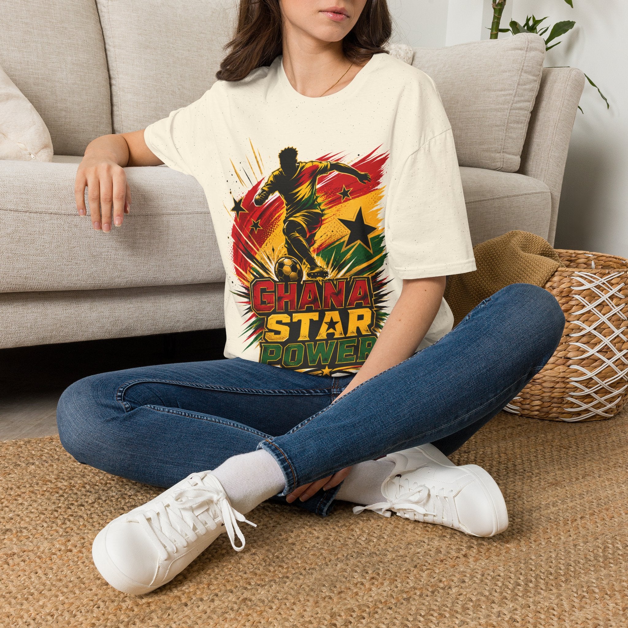 Ghana Star Power Soccer T-Shirt — Afro Football Fan Tee - Ghana T-Shirt